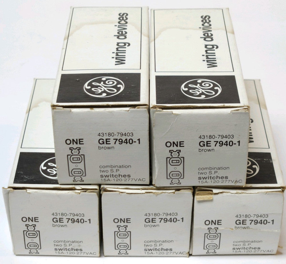 LOT OF 5 GENERAL ELECTRIC GE 7940 1 COMBINATION TWO SINGLE POLE SWITCHES 15A