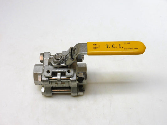 T.C.I. TC-03T 1/2" NPT 316 STAINLESS BALL VALVE 1000 WOG
