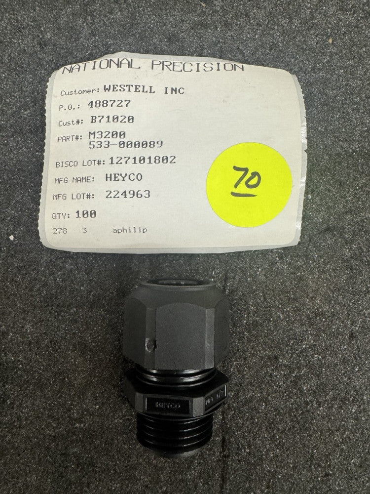 New, Heyco, M3200, CABLE GRIP 6.6-13.84MM 1/2" NPT, Lot of 35