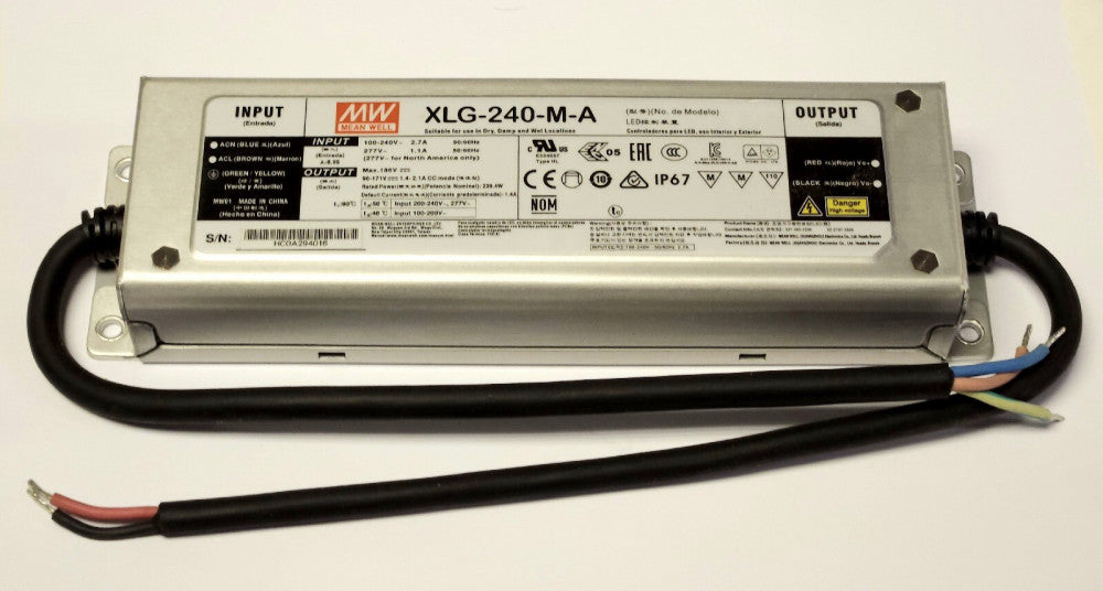 MW MEAN WELL XLG 240 M A Power Supply Input 100-240 & 277 VAC Output 186VDC