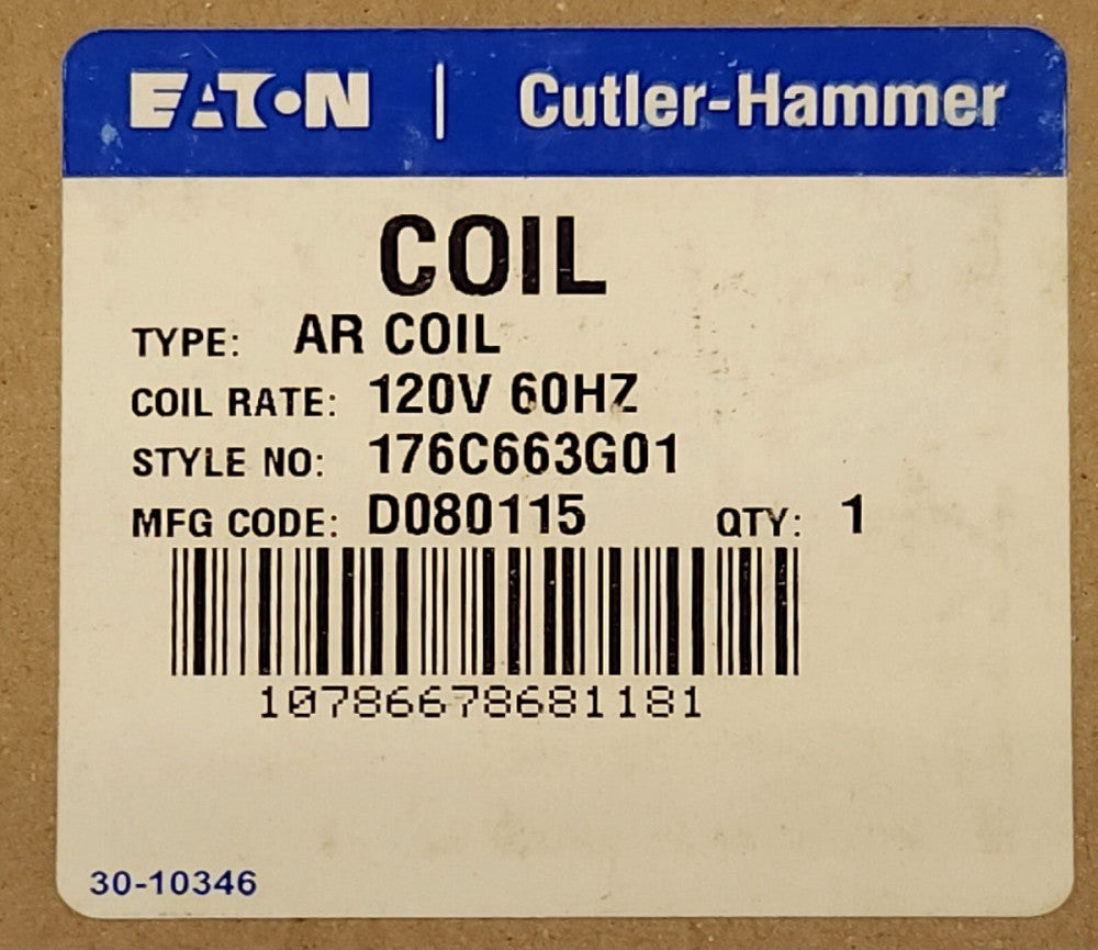 EATON CUTLER HAMMER Type AR Relay COIL 176C663G07 120 VAC