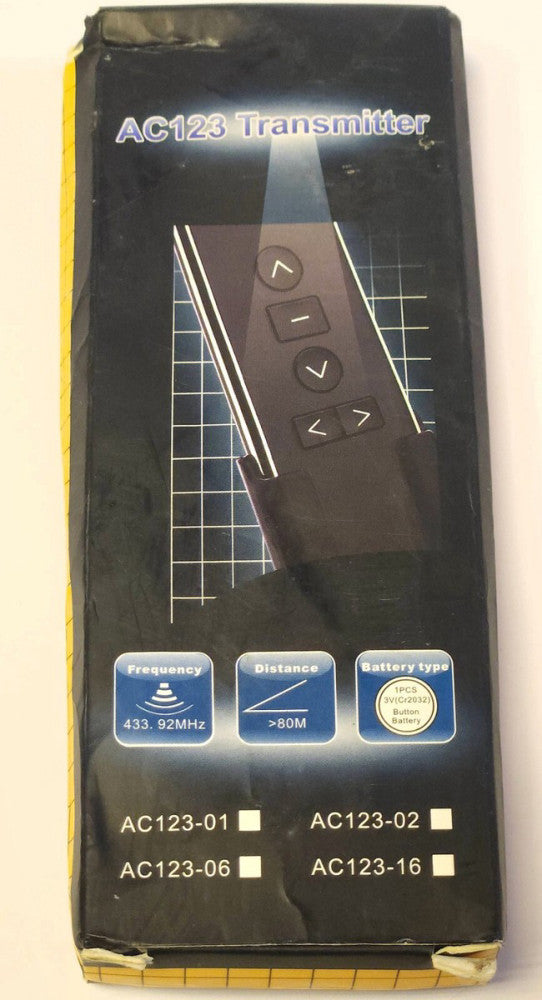 A-OK MODEL AC123 01 AC123-01D Roller Shade Remote Control Transmitter WHITE