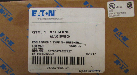 EATON CUTLER HAMMER A1L5RPK N HND ND Breaker Alarm Aux AL/LO Switch 1494D42G02