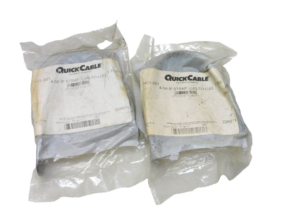 Quick Cable 7401-001 4 Gauge 9" Strap Lug To Lug Braided Ground Cable Lot of 2