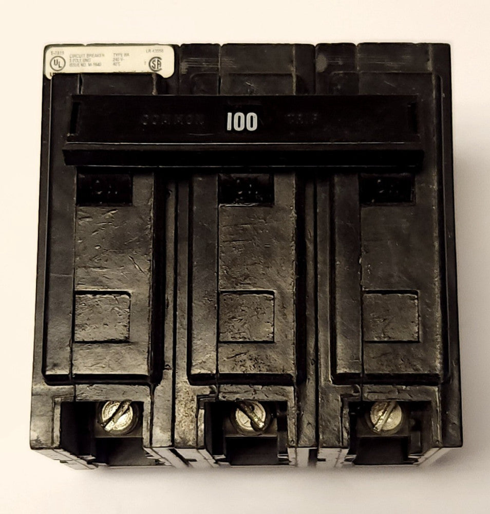 EATON CUTLER HAMMER BAB3100H 3 Pole 100 AMP Type BA BAB Circuit Breaker