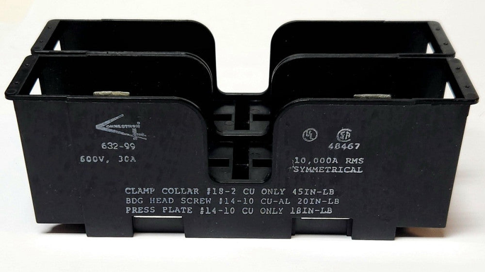 CONNECTRON 632-99 Fuse Block 600 VAC 30 AMP Double Fuse Holder