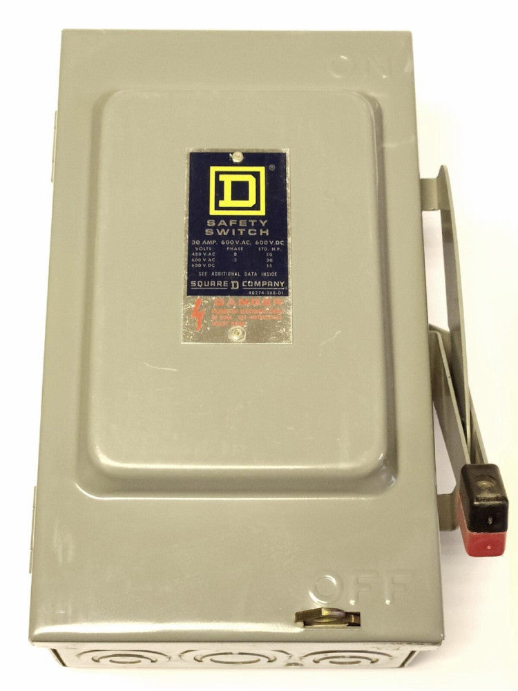 SQUARE D HU361 3 Pole 30 AMP Safety Switch Heavy Duty Nema 1 600 VAC
