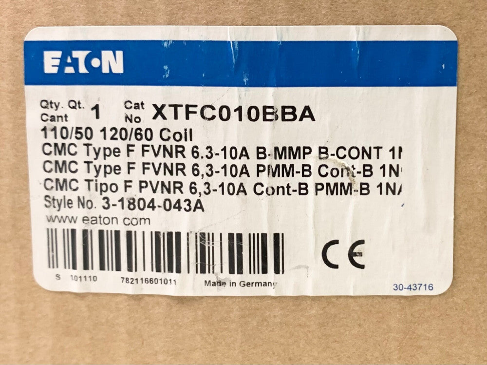 EATON XTFC010BBA 120 VAC CMC Type F FVRN 6.3 - 10 AMP Starter Manual Operator 