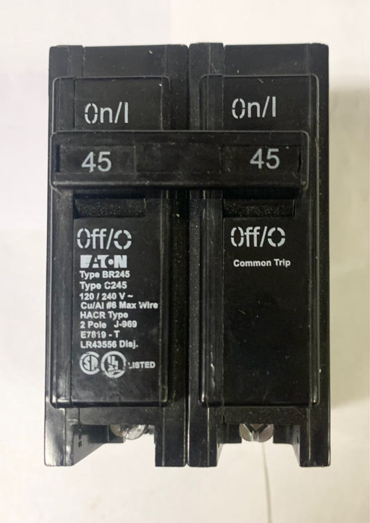 EATON CUTLER HAMMER BR245 2 Pole 45 AMP Type BR Circuit Breaker Type C245