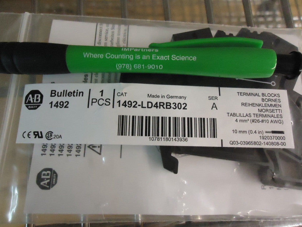 AB 1492-LD4RB302 BLOCK,TERMINAL 600V. Brand New!