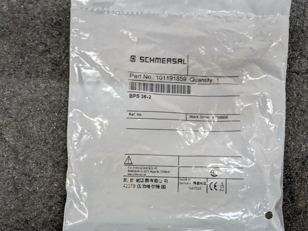 New, Schmersal, BPS 36-2, ACTUATOR, MAGNETIC SAFETY SENSOR, Alt P/N - 101191859