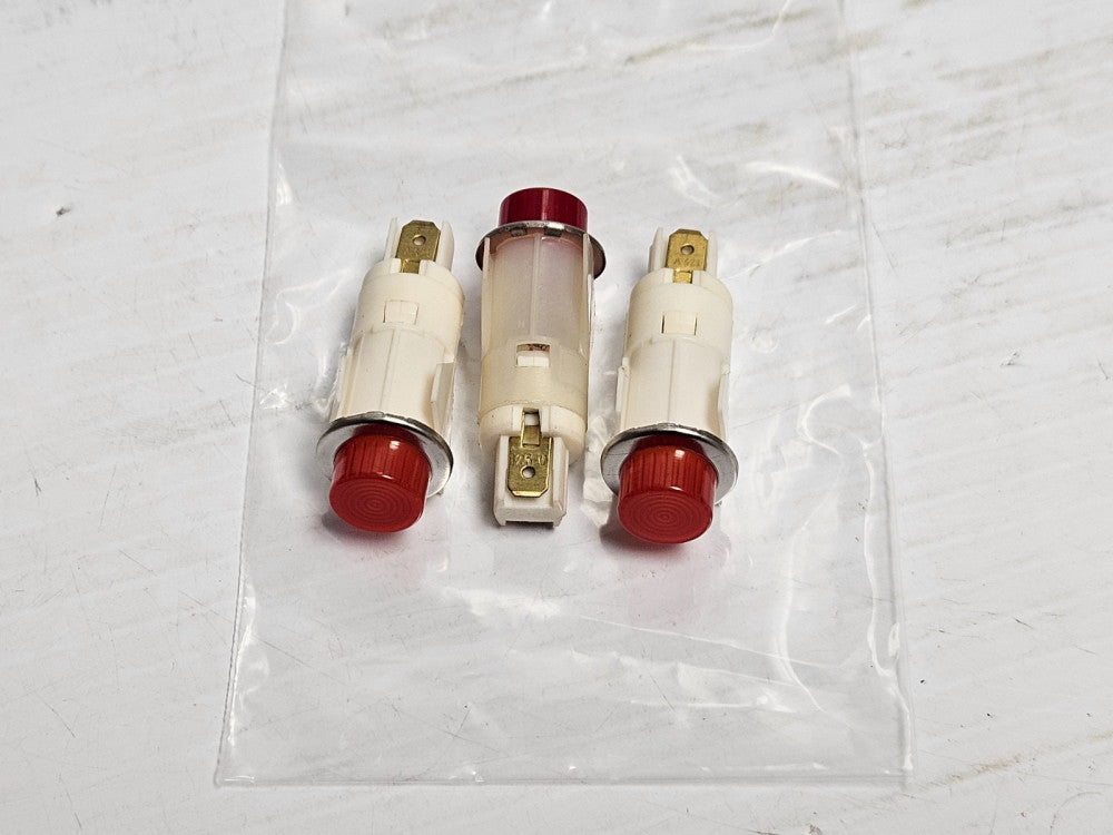 NEW LOT OF 3 NO NAME RED PANEL INDICATOR LAMP LIGHT 0380627-2 125V