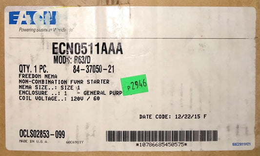 EATON ECN0511AAA 120 VAC Size 1 AN19DN0 Starter Nema 1 Enclosure 9-45 Electronic