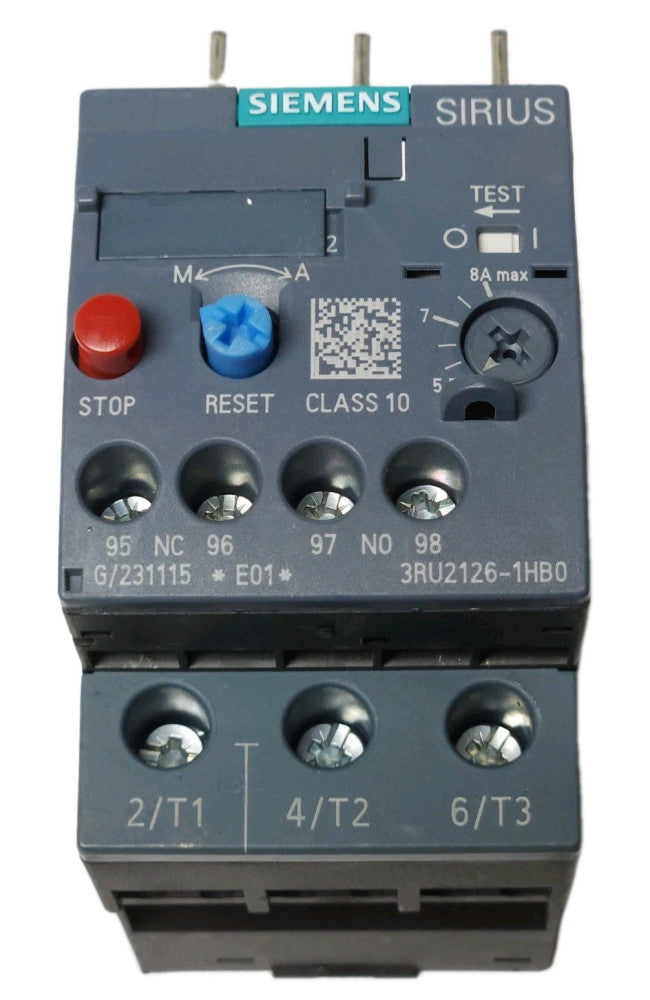 SIEMENS SIRIUS 3RU2126 1HB0 Electronic Overload Relay 5.5-8 AMP