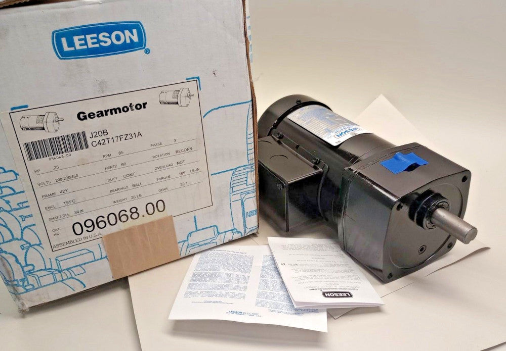 Leeson 096068.00 Gear Motor 3hp 0.25hp 208-230/460V 60hz C42T17FZ31A