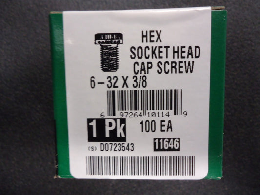 SDSC0060038CP-PK100 Camcar Screw BO SHCS 6-32 x 3/8 NEW! (BOX OF 100)