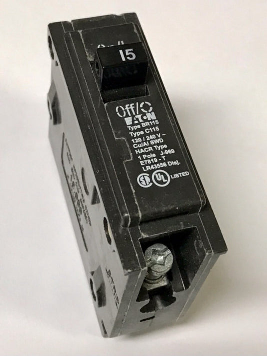EATON CUTLER HAMMER BR115 Single Pole 15 AMP Type BR Circuit Breaker