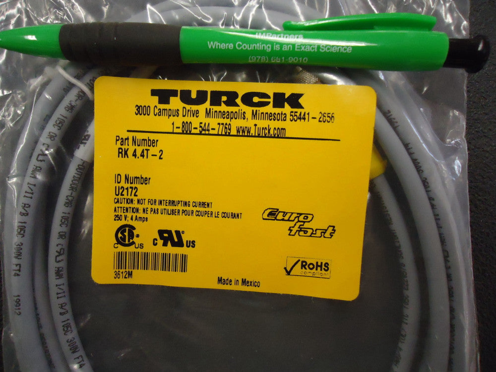 Turck RK4.4T-2 Single End Cordset Straight Female Micro DC Single Keyway. New!