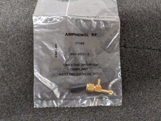 New, Amphenol, 901-9531-3, CONN SMA PLUG R/A 50 OHM SOLDER