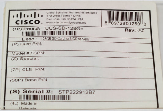 CISCO OEM UCS SD 128G SD CARD FOR UCS Servers 128 GB