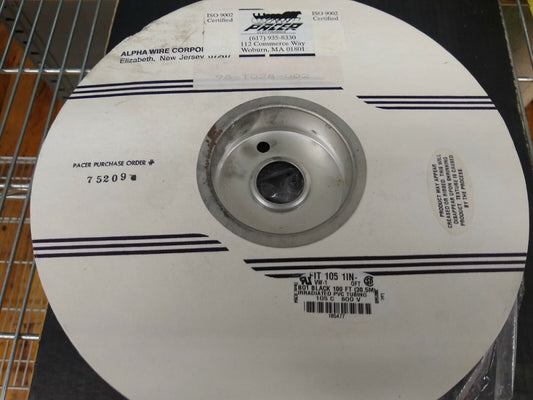 New, Alpha Industries, FIT-105-1IN BK005, Heatshrink 1" X 100' Reel Black