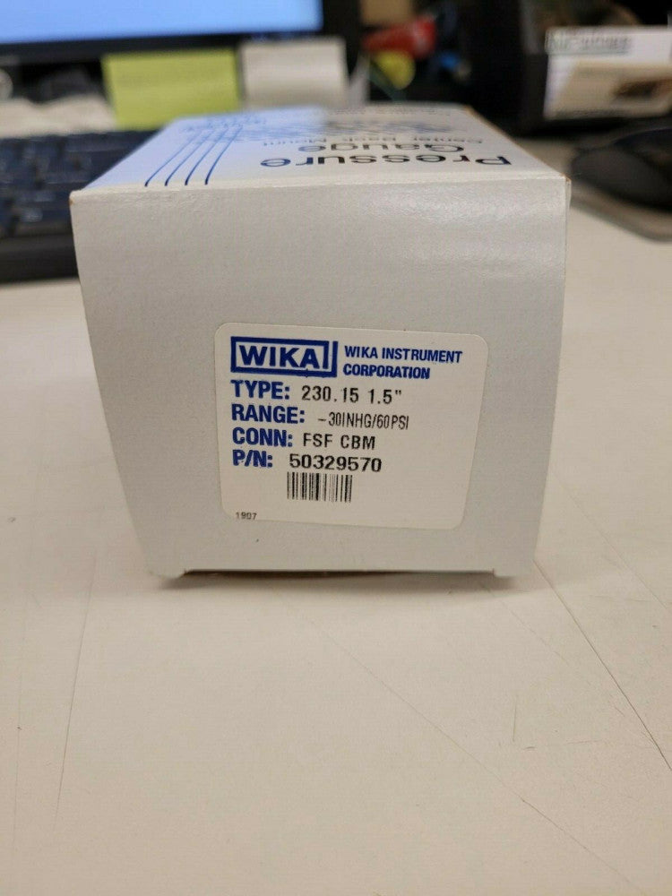 New, Wika, 230.15-1.5-CBM-FSF-30-0-60, P/N 50329570, 1.5" SS Gauge , 60psi