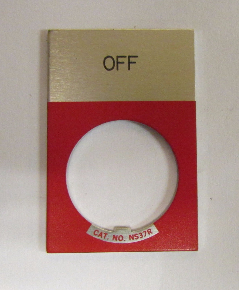 CUTLER HAMMER RED SILVER 22 MM E22NS24 OFF Legend Plate 991004 E22 NS24