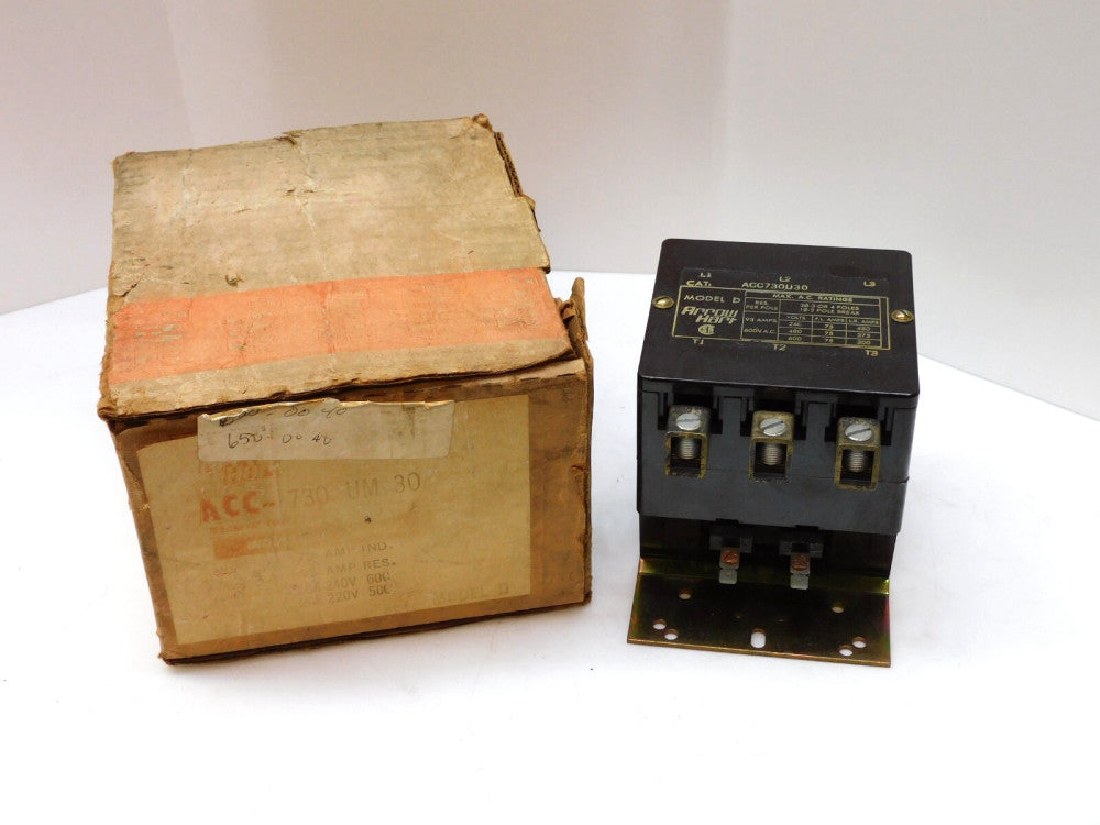 ARROW HART MAGNETIC CONTACTOR ACC730U30 MODEL D 75A 3P 208-240V 60C ACC730UM30