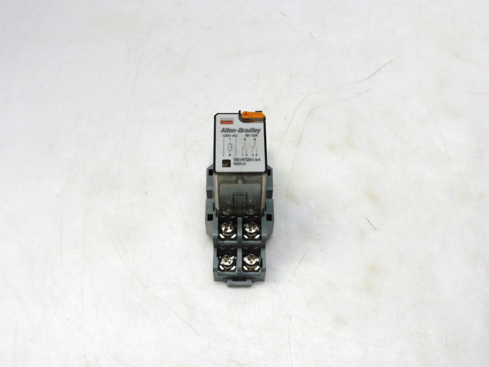 ALLEN-BRADLEY 700-HF32A1-3-4 SER C RELAY 120V COIL  W/ BASE SH2B-05 10A 300V