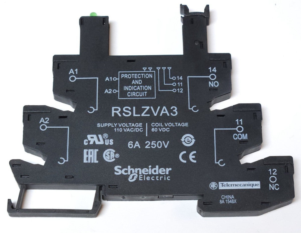 SCHNEIDER ELECTRIC RSLZVA3 ZELIO Relay Socket 110 VAC VDC Coil 60 VDC Screw