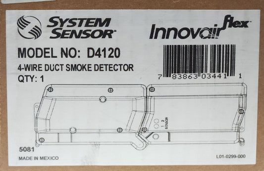 SYSTEM SENSOR MODEL D4120 4 Wire Duct Smoke Detector Innovair Flex D4S Sensor