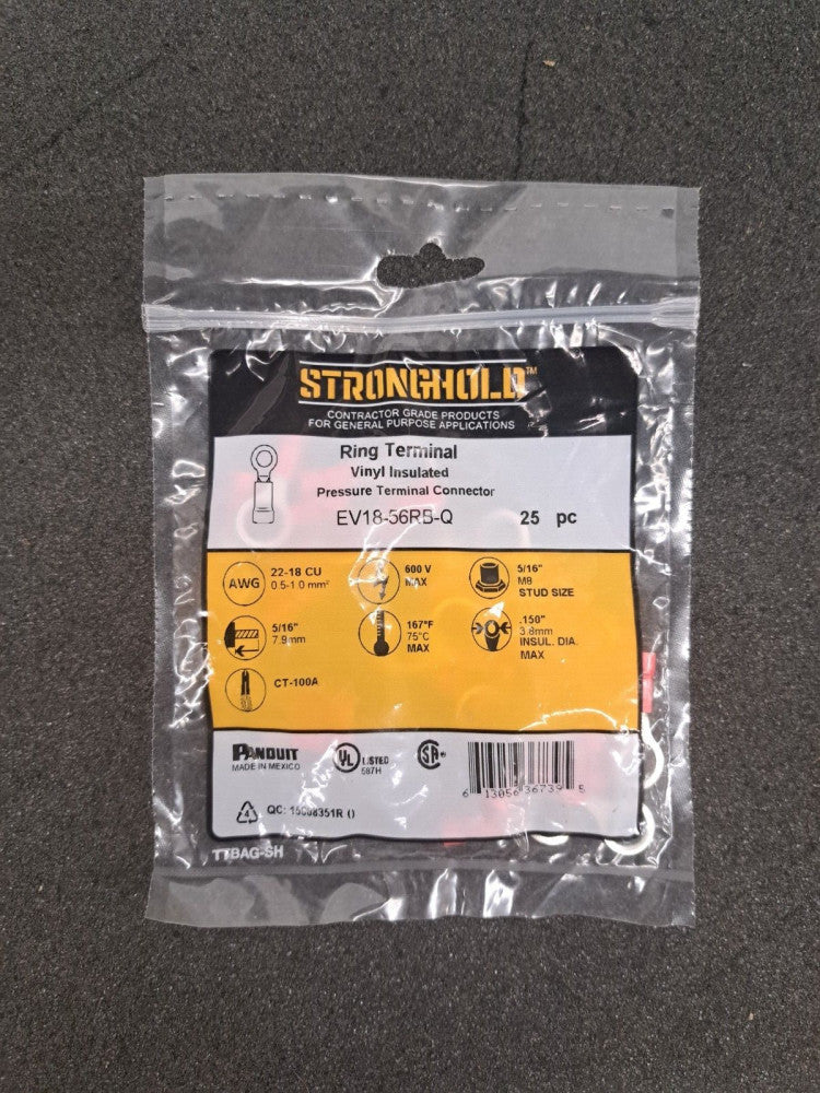 New, Panduit, EV18-56RB-Q, STRONGHOLD RING TERMINAL, VINYL - Lot of 25pcs