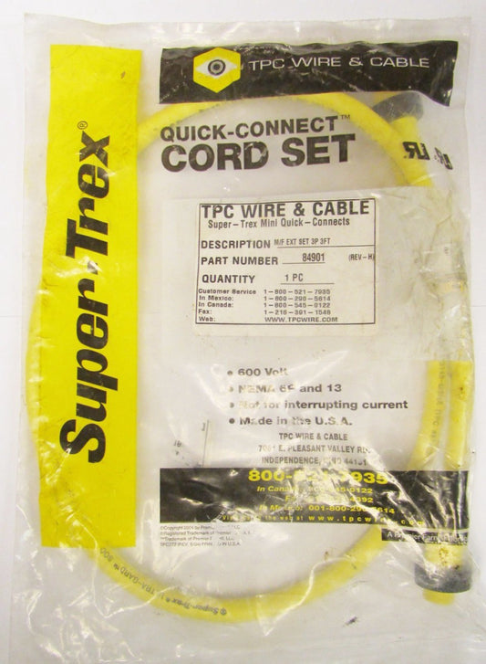 TPC WIRE & CABLE 84901 Super Trex M/F Ext Set 3P 3 Ft.
