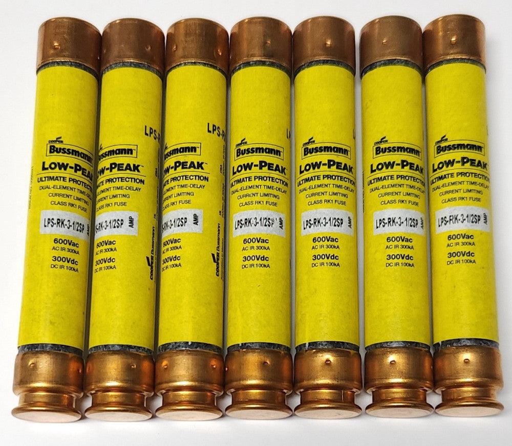 LOT OF 7 COOPER BUSSMANN LPS RK 3-1/2SP 3.5 AMP 600 VAC 300 VDC Low Peak Fuse AC