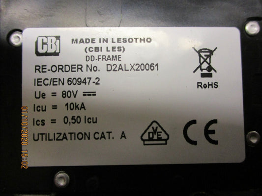 Open BoxCBI Electric,D2ALX20061, 15 Amp 1 Pole 80v Bullet Style Circuit Breaker