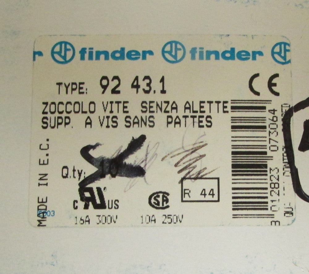 FINDER 92 43.1 Relay Socket Base 92 43 1 *PRICED PER EACH*