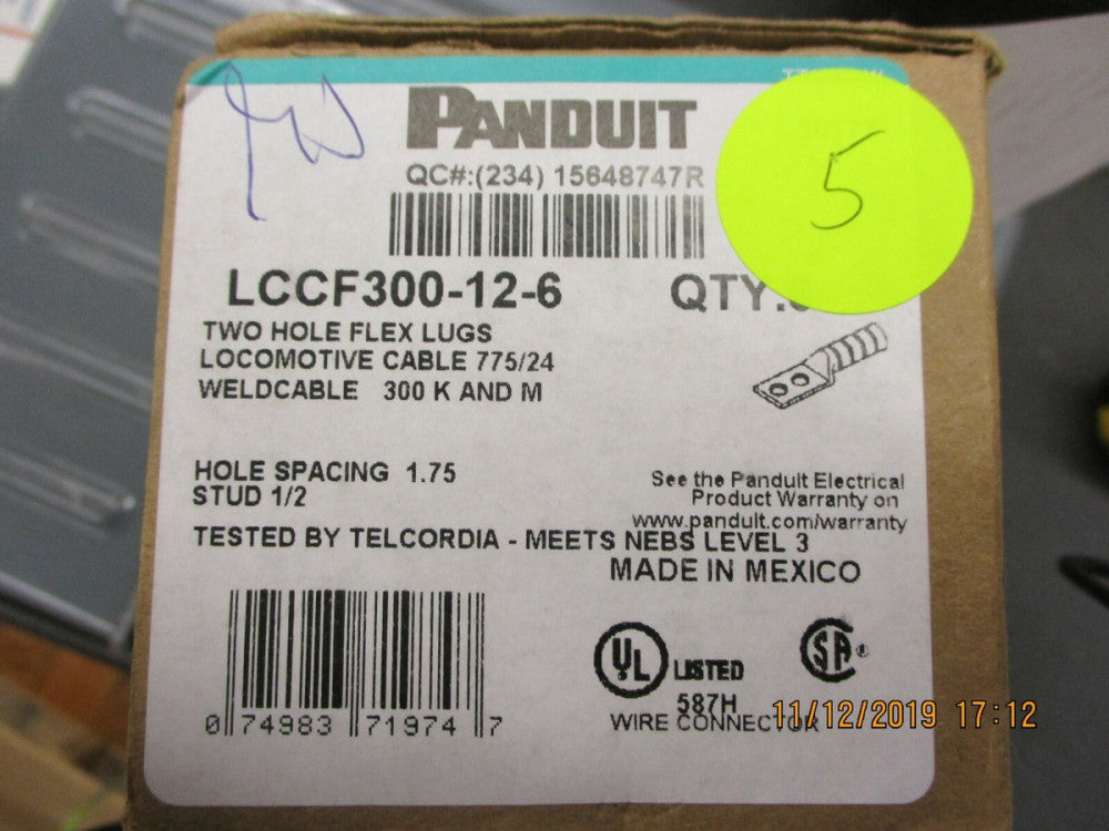 PANDUIT - LCCF300-12-6 - Lug Terminal (5.5/0)AWG 154.9mm 35.1mm Tin - Bulk