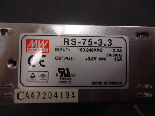 RS-75-3.3 Meanwell AC/DC Enclosed, 75W, Single BRAND NEW!