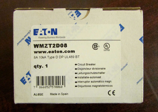 EATON CUTLER HAMMER UL489 Circuit Breaker 2 Pole 8 Amp WMZT2D08