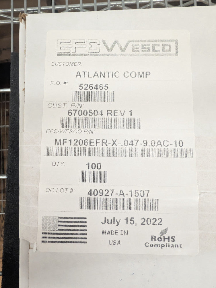 New, Wesco, MF1206EFR-X-.047-9.0AC-10, CAP FLMPP 47nF 900VAC - Lot of 10pcs