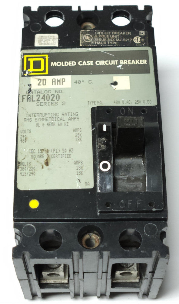 SQUARE D FAL24020 2 Pole 20 AMP Type FAL Circuit Breaker