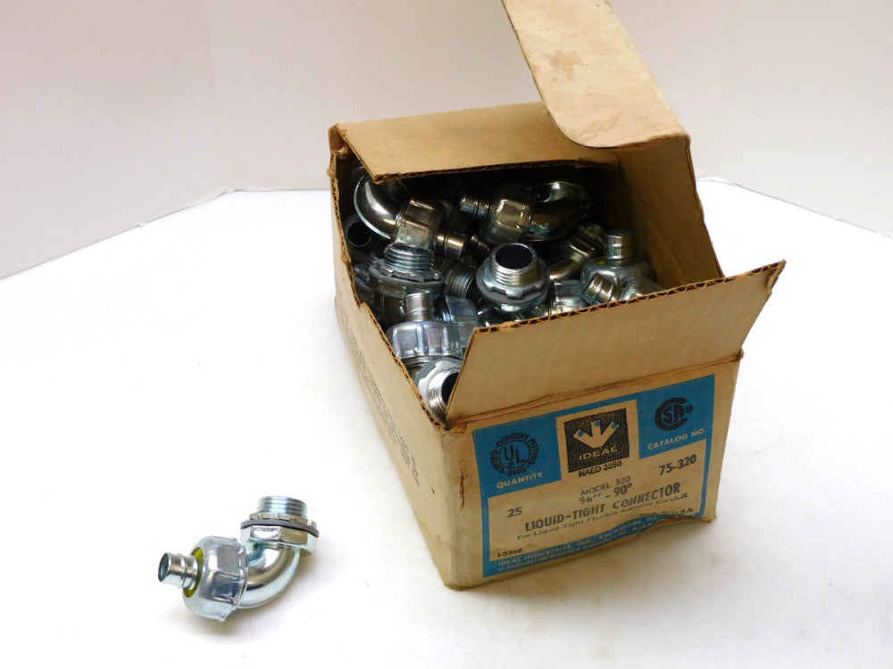 LOT OF 25 IDEAL 75-320 3/8" 90° Liquid-Tight Connector 75320 MODEL 320