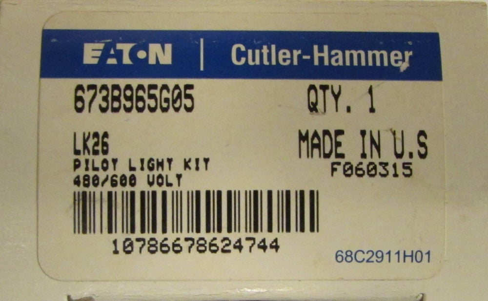 EATON CUTLER HAMMER LK26 RED B10 480 600 Volt Pilot Light Kit 673B965G05