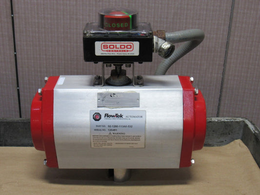 FLOW-TEK ACTUATOR 92-1280-113A0-532 W/ SOLDO LIMIT SWITCH CAB01200E - USED