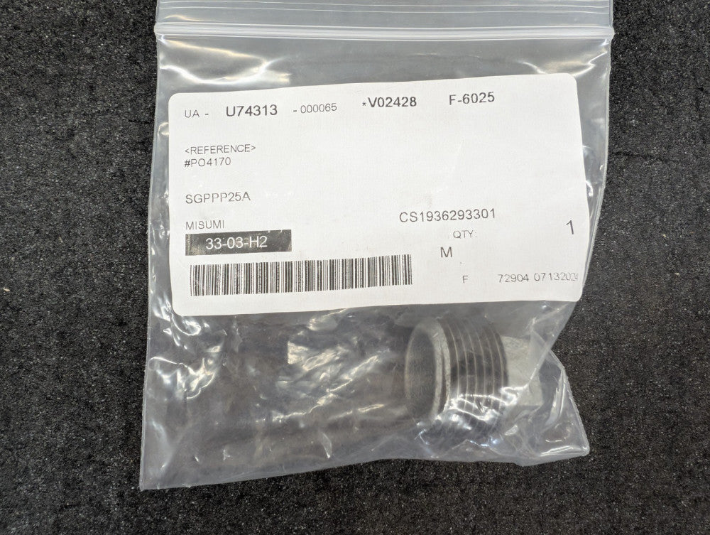 New, Misumi, SGPPP25A, PIPE FITTING - PLUG, MALE, THREADED, LOW PRESSURE 