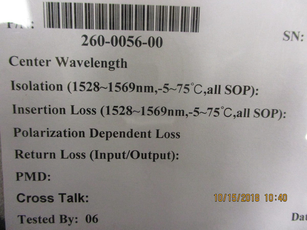260-0056-00 II-VI Optical Isolator BRAND NEW!