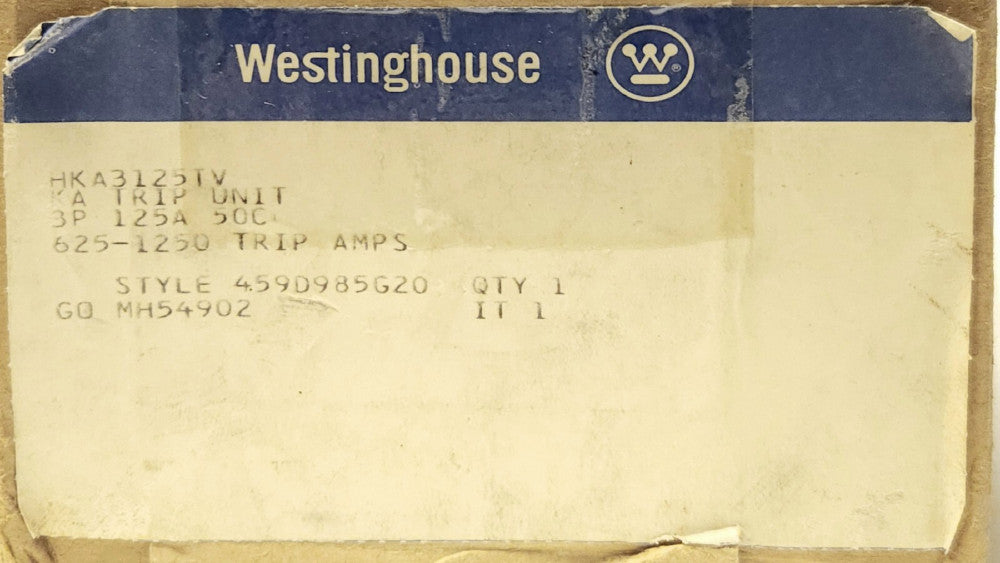 Westinghouse  HKA3125TV 3 pole125 amp HKA3125T 50 DEGREE Trip Unit