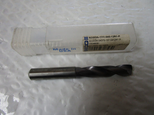 NEW SECO SD203A-1111-040-12R1-P SOLID CARBIDE SPIRAL DRILL BIT