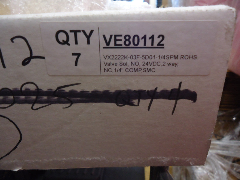 VX2222K-03F-5D01 SMC 1/4SPM ROHS Valve Sol, NO, 24VDC, 2way, NC Brand New!