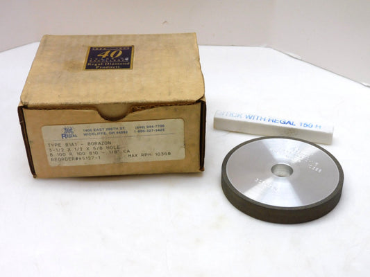REGAL B1A1 BORAZON WHEEL 3-1/2 X 1/2 X 5/8 HOLE B100R100B10-1/8 45127 RPM